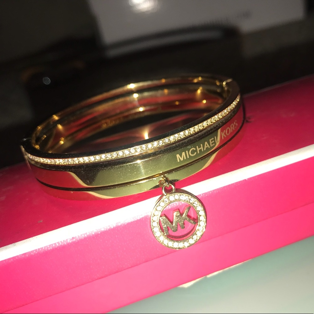 Michael Kors Jewelry Hinged Gold Bangle Bracelet